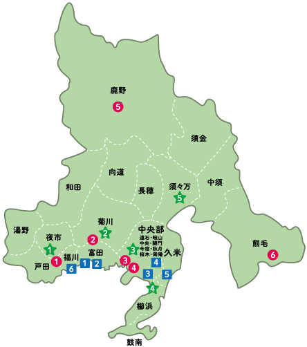 子育て支援センター・子育てひろばマップ